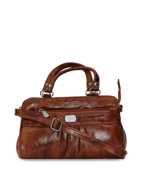 

LELYS Brown Leather Structured Handheld Bag