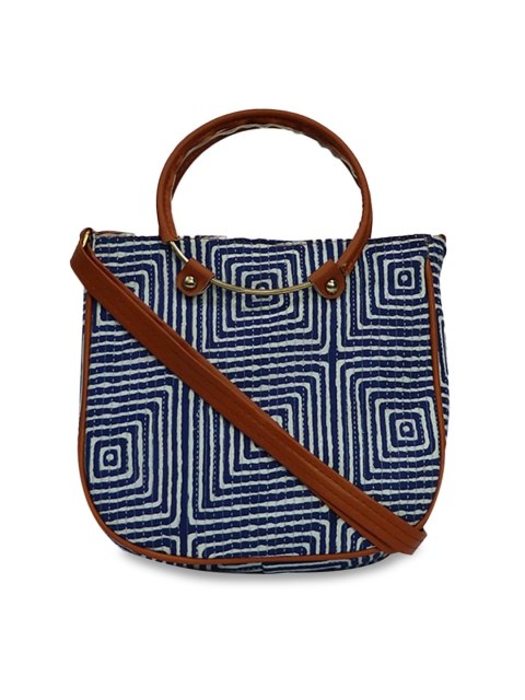 

LELYS Blue Geometric Printed Structured Handheld Bag