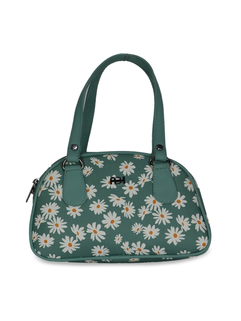 

LELYS Teal Floral Printed PU Structured Shoulder Bag