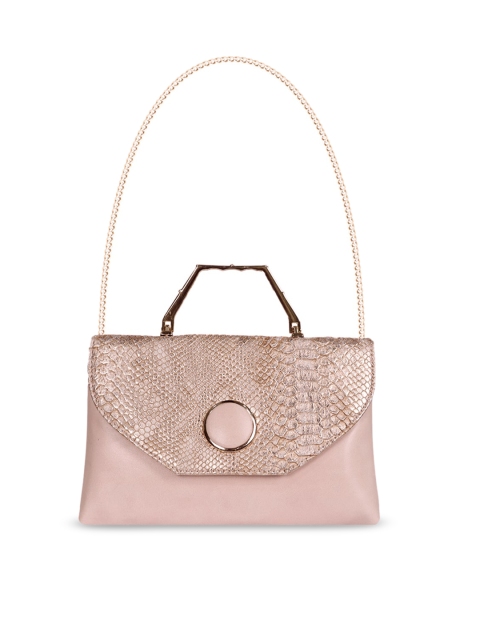 

LELYS Pink Embellished Structured Handheld Bag with Cut Work