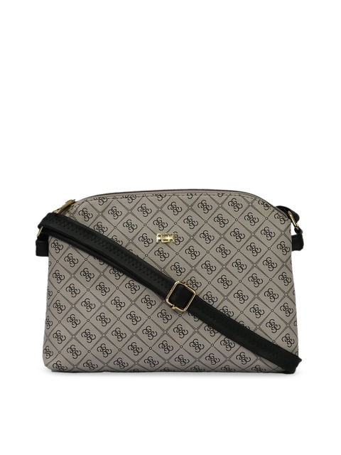 

LELYS Grey Geometric Leather Structured Sling Bag