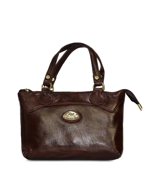 

LELYS Brown Leather Structured Handheld Bag