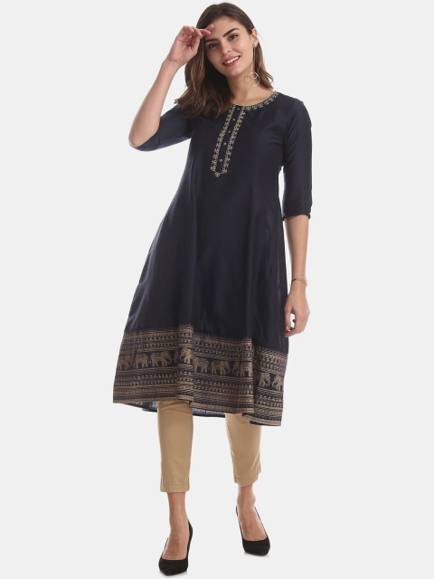 

Anahi Women Blue Ethnic Motifs Flared Sleeves Anarkali Kurta