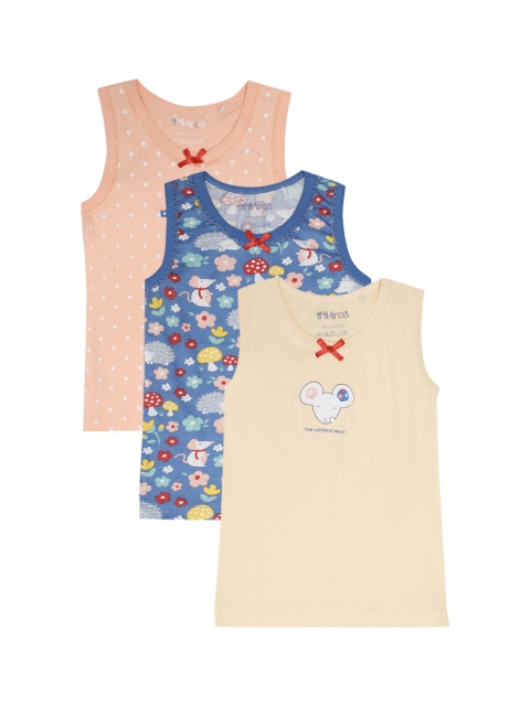 

MiArcus Girls Pack Of 3 Printed Cotton Tank Tops, Peach
