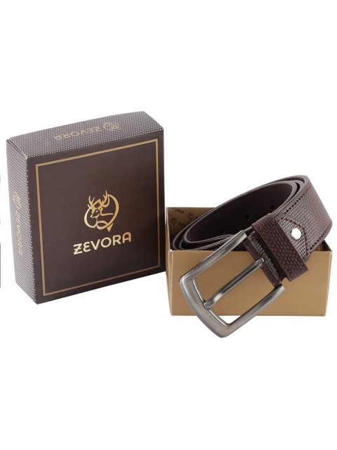 

ZEVORA Men Maroon Textured PU Formal Belt