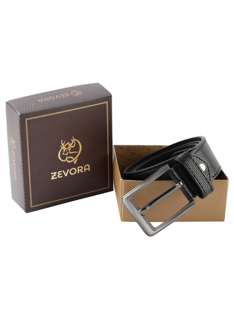 

ZEVORA Men Black Textured Belt