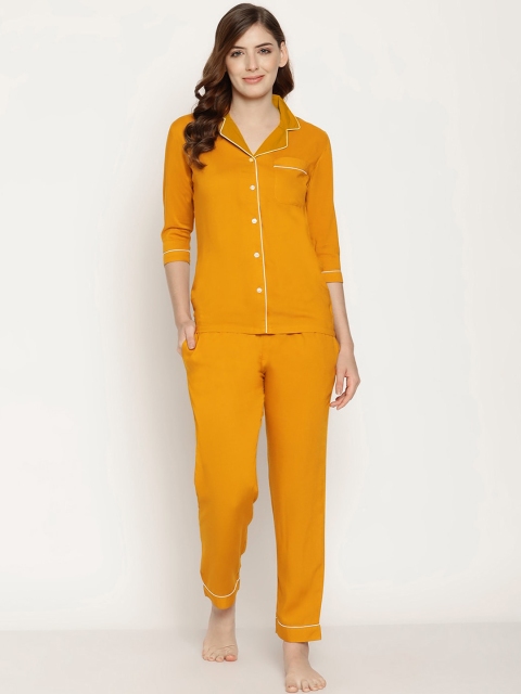 

COASTLAND Women Mustard Yellow Night suit