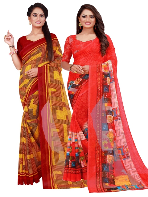

Florence Set of 2 Pure Georgette Saree, Red