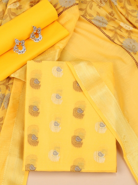 

Soch Yellow & Gold-Toned Chanderi Unstitched Dress Material