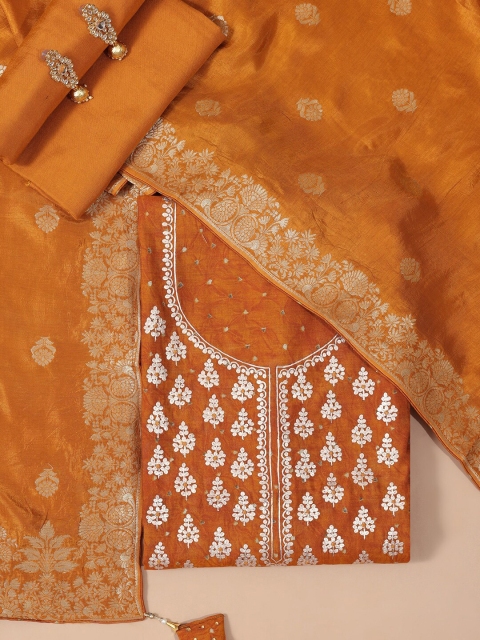 

Soch Mustard Yellow & White Embroidered Muslin Unstitched Dress Material