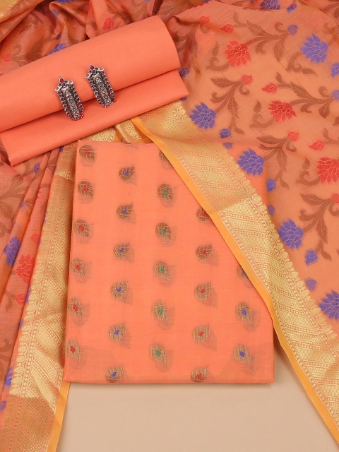 

Soch Orange & Purple Chanderi Unstitched Dress Material