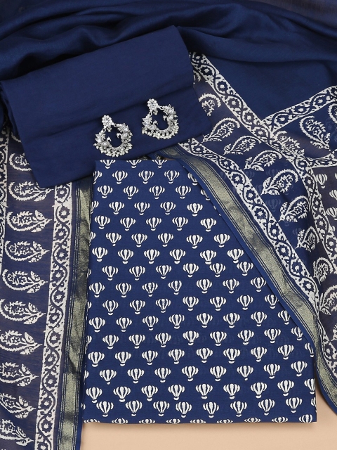 

Soch Navy Blue & White Printed Unstitched Dress Material