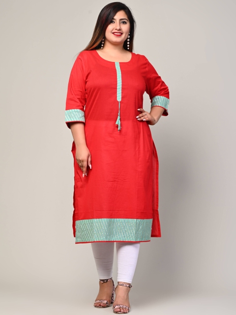 

Swasti Red Solid Plus Size Kurta