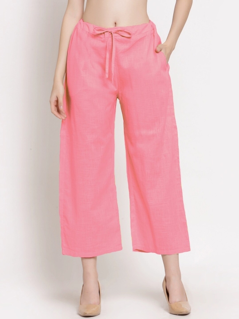 

PATRORNA Women Pink Solid Cropped Palazzos