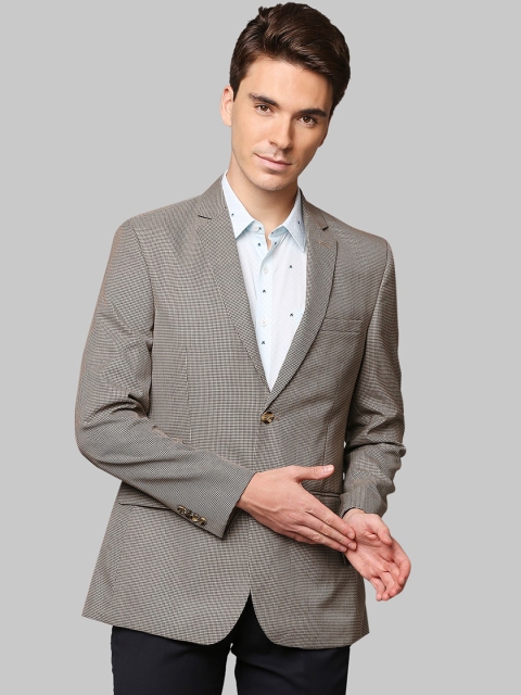 

Park Avenue Men Beige Single-Breasted Blazer