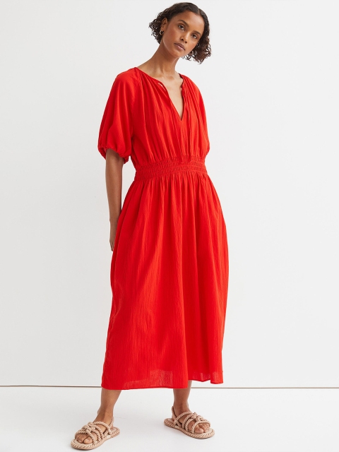 

H&M Red Smock-Waisted Dress