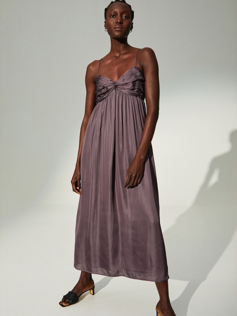 

H&M Women Purple Long Satin Dress