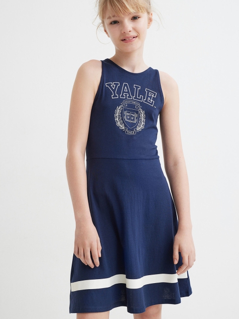 

H&M Girls Blue Printed Jersey Dress