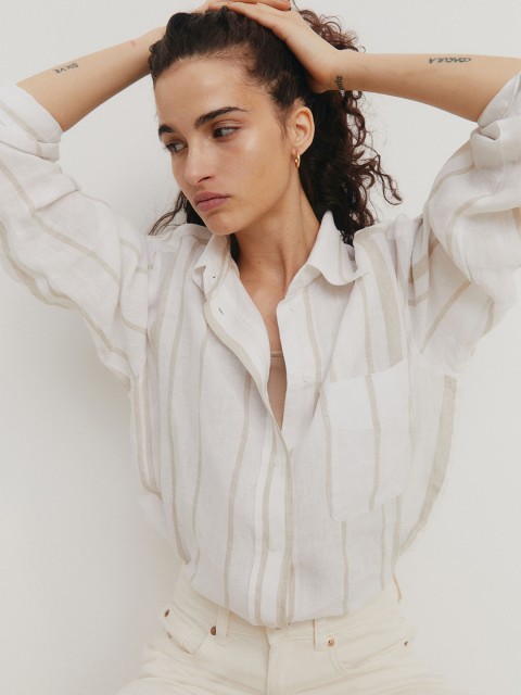 

H&M White Oversized Linen Shirt