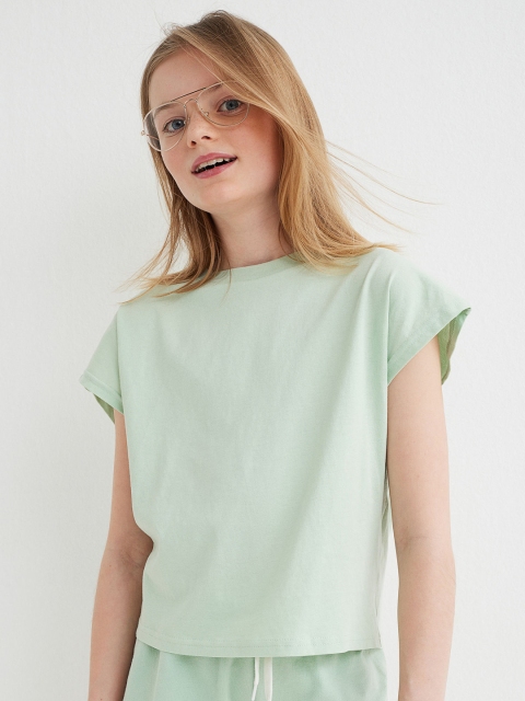 

H&M Girls Sage Green Cotton Jersey Top