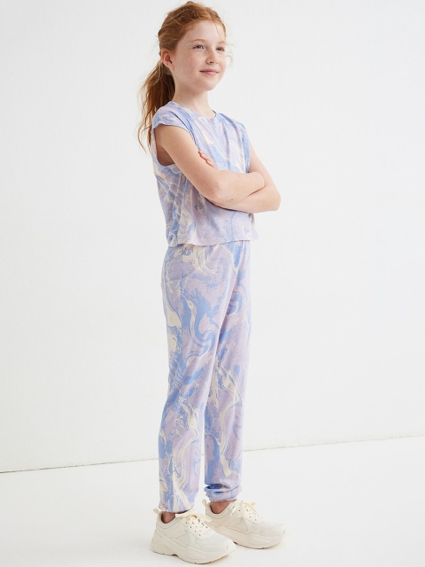 

H&M Girls Purple & Cream Coloured Printed Clothing Set
