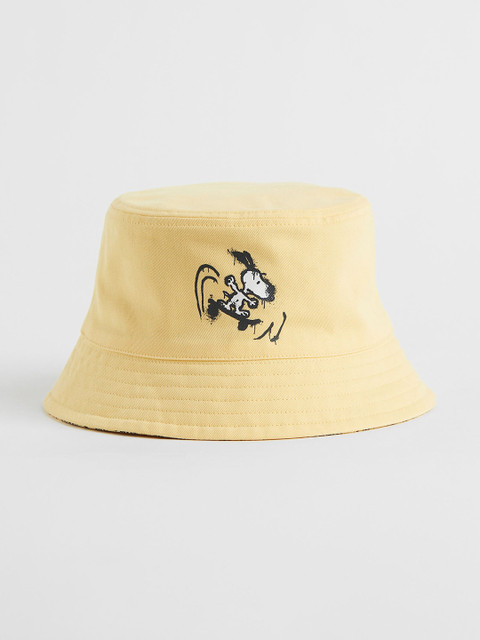

H&M Men Yellow Peanut Printed Cotton Reversible Bucket Hat