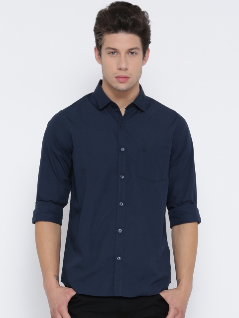 

United Colors of Benetton Men Navy Solid Casual Shirt, Navy blue