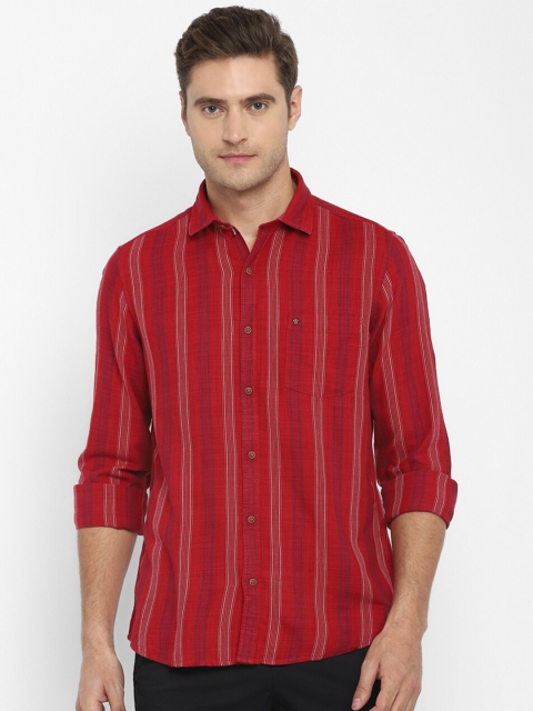 

Turtle Men Red Striped Slim Fit Casual Shirt