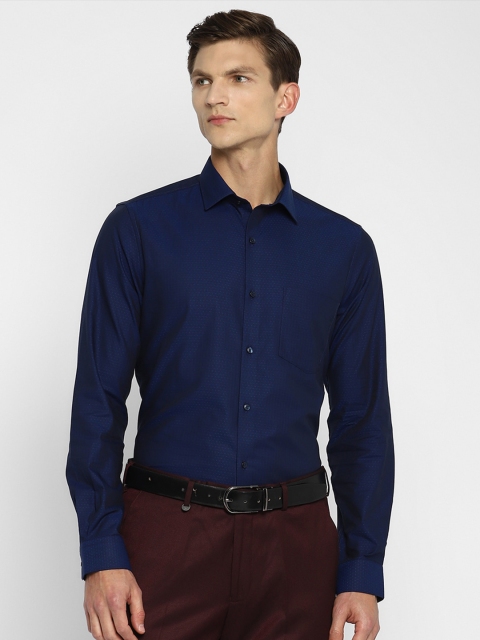 

Turtle Men Navy Blue Self Design Slim Fit Formal Shirt