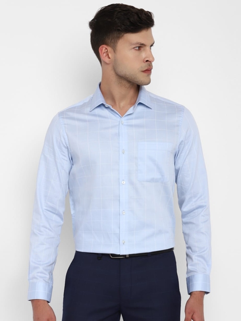 

Turtle Men Blue Slim Fit Checked Formal Shirt