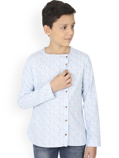 

MANET Boys Blue Classic Printed Party Shirt