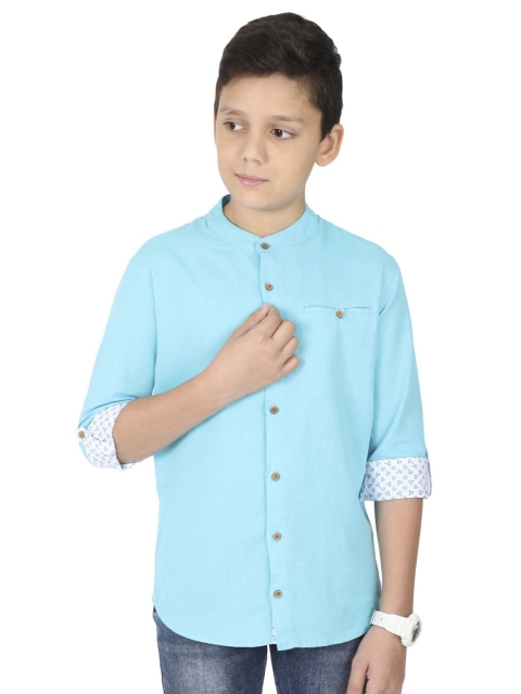 

MANET Boys Turquoise Blue Classic Party Shirt