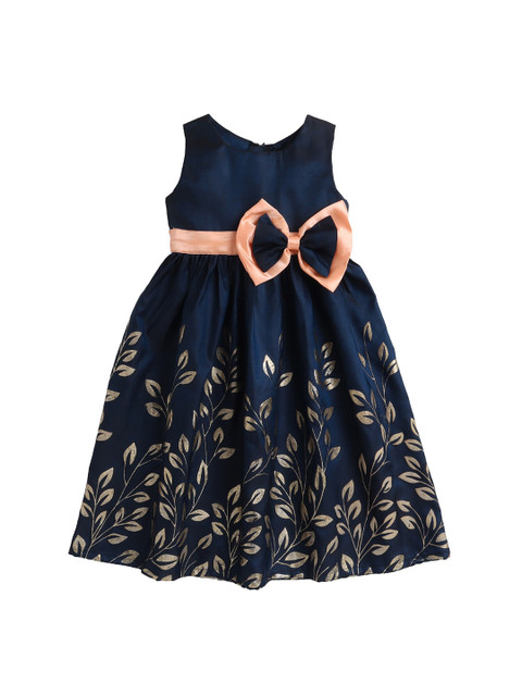 

MANY FROCKS & Blue Floral Satin A-Line Dress