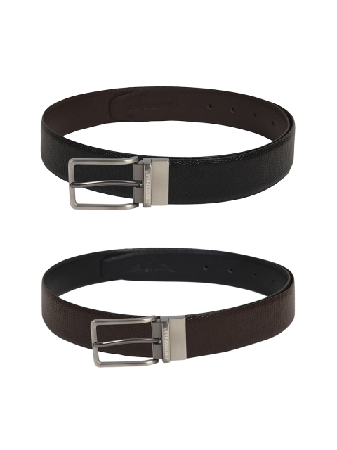 

CHRISTOPOLO Men Black Textured Reversible Leather Formal Belt