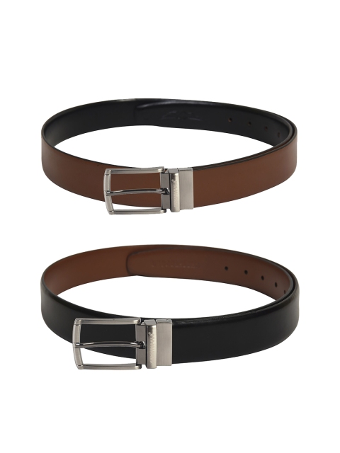 

CHRISTOPOLO Men Black Reversible Leather Formal Belt