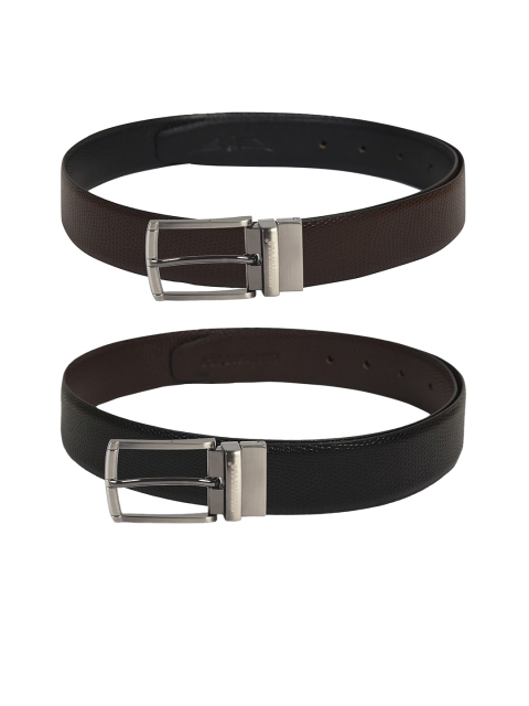 

CHRISTOPOLO Men Black Textured Reversible Leather Belt