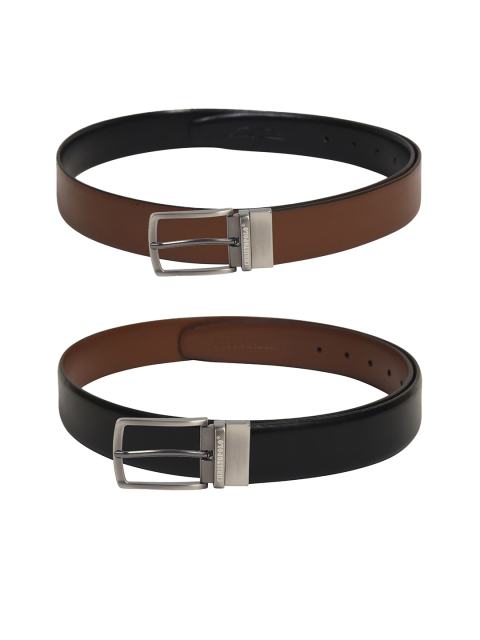 

CHRISTOPOLO Men Black Reversible Leather Formal Belt