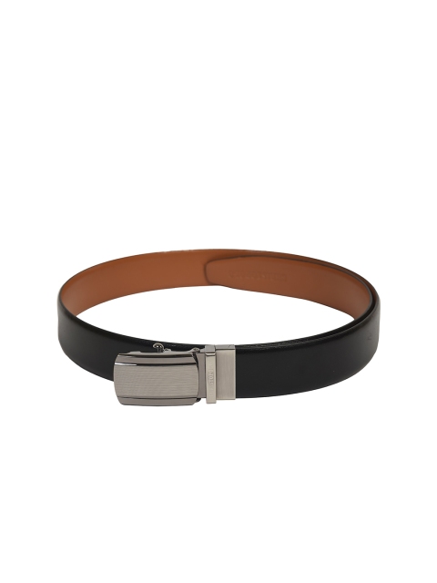 

CHRISTOPOLO Men Black Reversible Leather Formal Belt