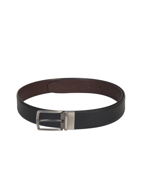 

CHRISTOPOLO Men Black & Brown Textured Reversible Leather Formal Belt