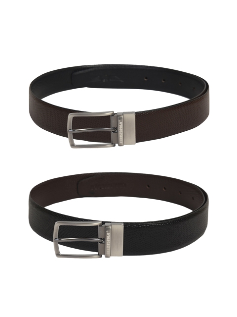 

CHRISTOPOLO Men Black Textured Reversible Leather Formal Belt