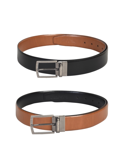 

CHRISTOPOLO Men Black Reversible Leather Formal Belt