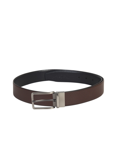 

CHRISTOPOLO Men Black Textured Reversible Leather Formal Belt