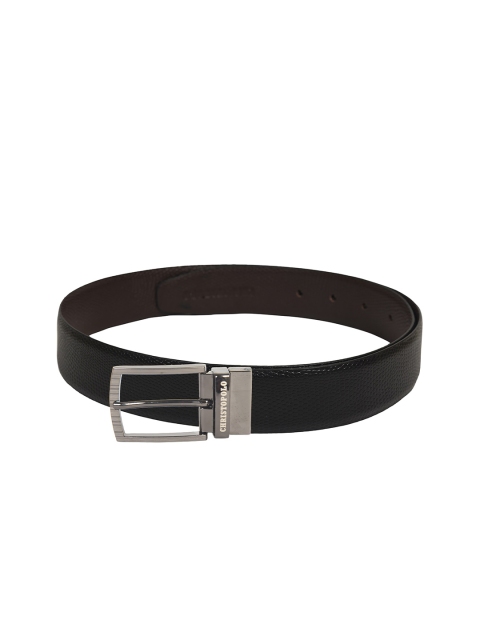 

CHRISTOPOLO Men Black Reversible Textured Leather Belt