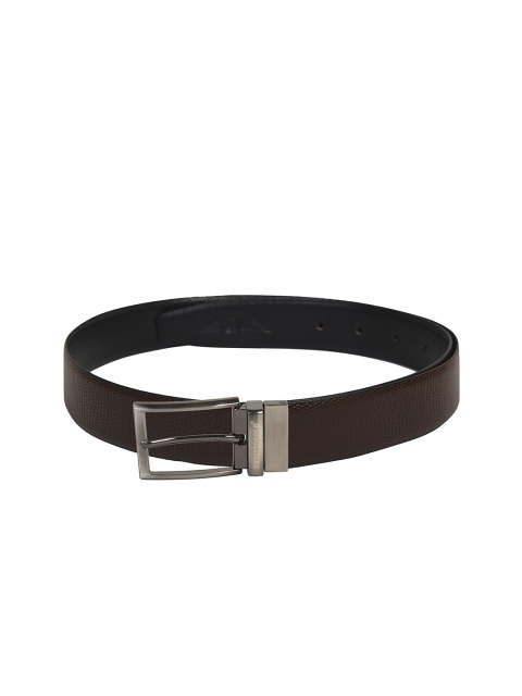 

CHRISTOPOLO Men Black Textured Reversible Leather Formal Belt