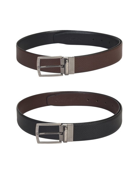 

CHRISTOPOLO Men Black Textured Reversible Leather Formal Belt