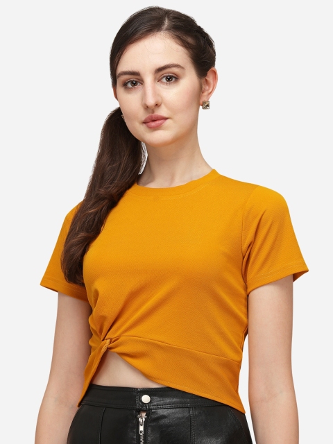 

Wedani Mustard Yellow Waist Tie-Ups Crop Top