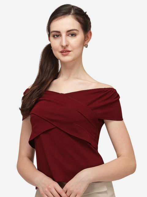 

Wedani Maroon Off-Shoulder Bardot Top