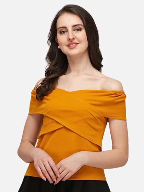 

Wedani Women Mustard Yellow Off-Shoulder Twisted Top
