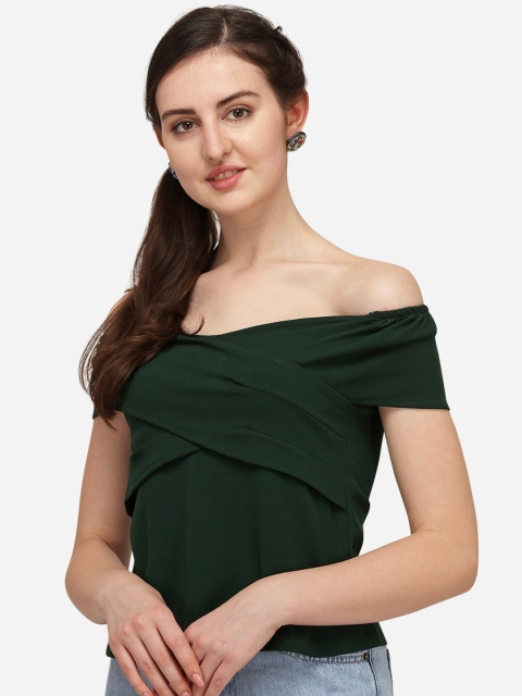 

Wedani Women Green Off-Shoulder Twisted Top