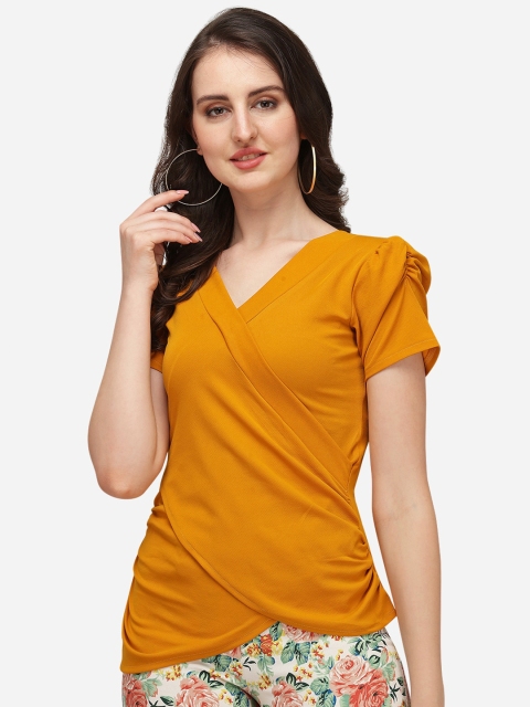 

Wedani Mustard Yellow Solid Wrap Top